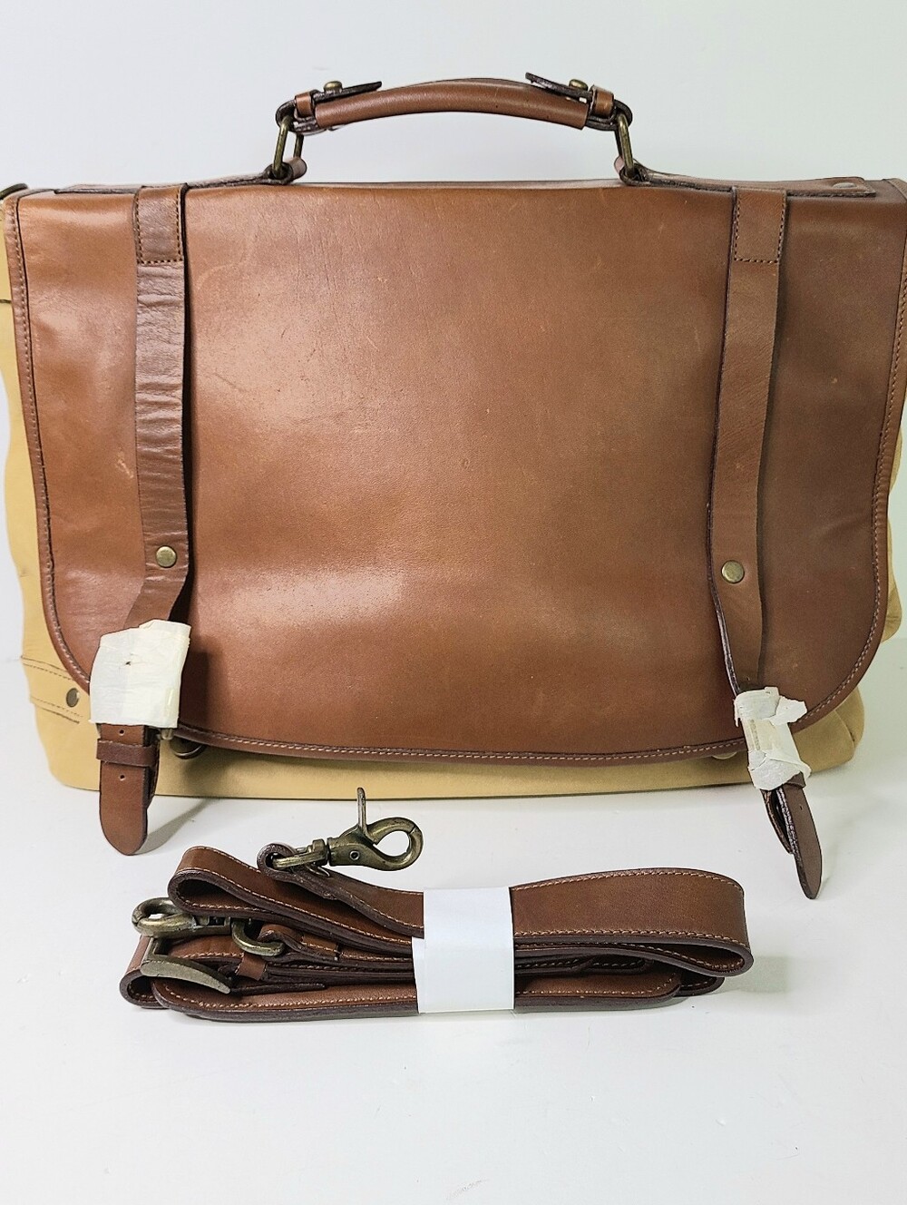 Genuine Leather Two-Tone Unisex Messenger Mag